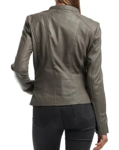 Veste en Cuir Angelina grise-Chyston Discount