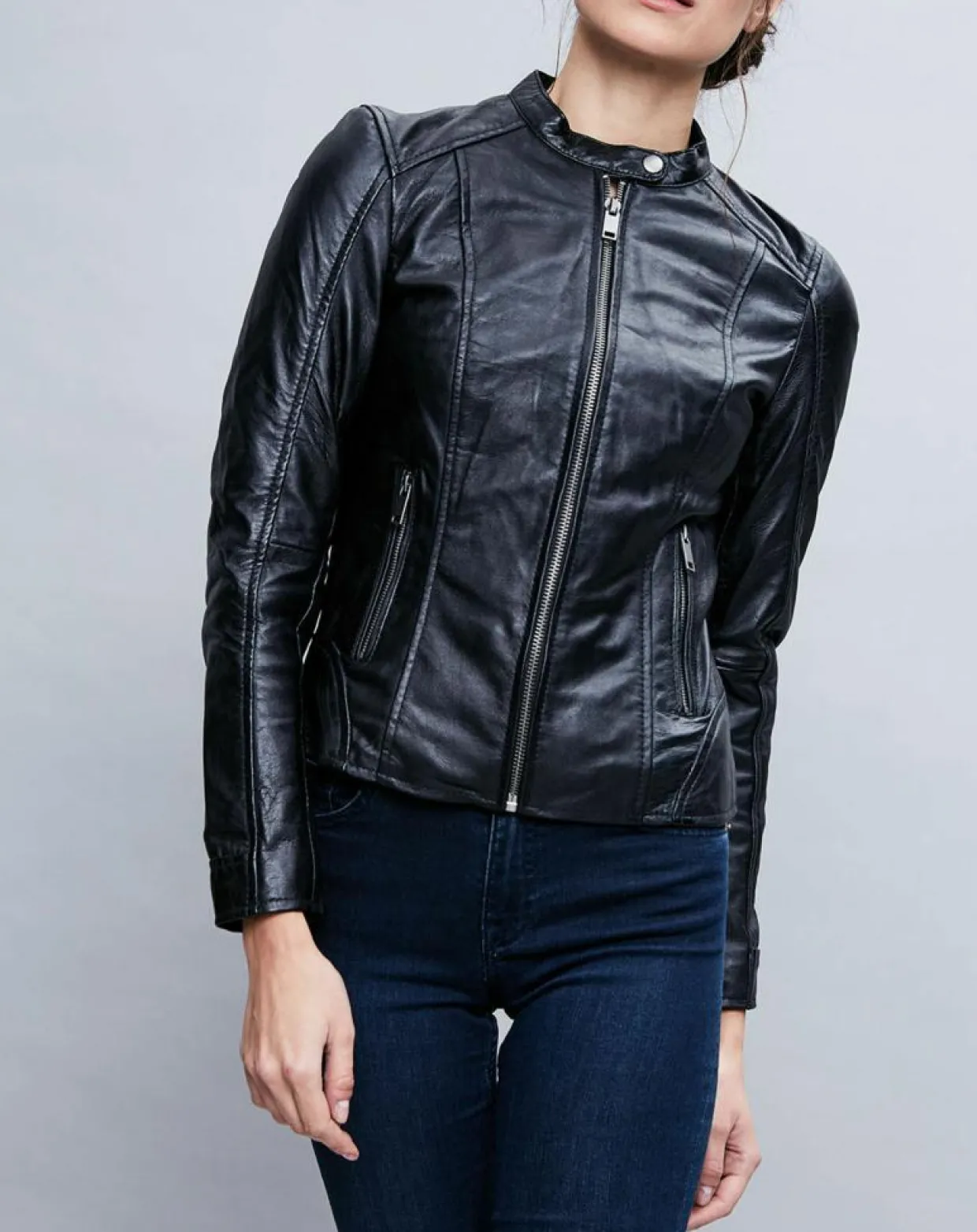 Veste en Cuir Angelina noire-Chyston Best