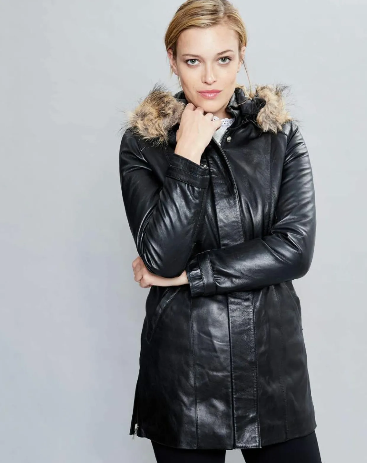 Veste en Cuir Annie noire-Chyston Hot