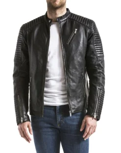 Veste en Cuir Atur noire-Blue Wellford Discount