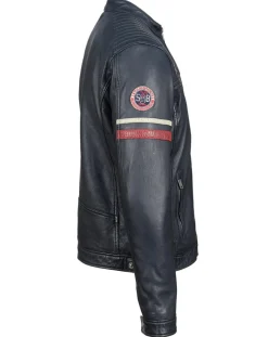 Homme Chyston Vestes, Blousons^Veste en Cuir Bakary bleu marine