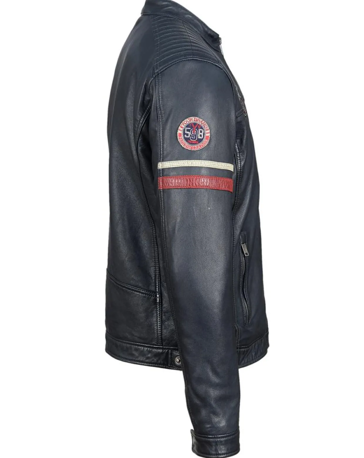 Homme Chyston Vestes, Blousons^Veste en Cuir Bakary bleu marine