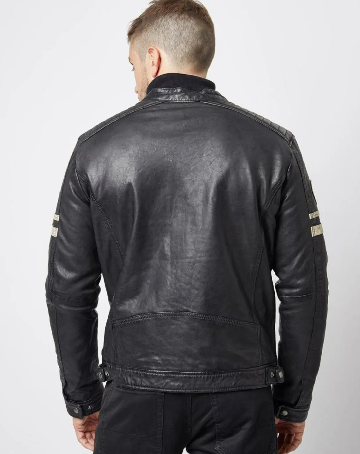 Veste en Cuir Bakary noire-Chyston