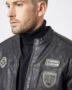 Veste en Cuir Bakary noire-Chyston