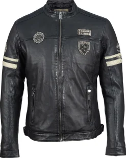 Veste en Cuir Bakary noire-Chyston