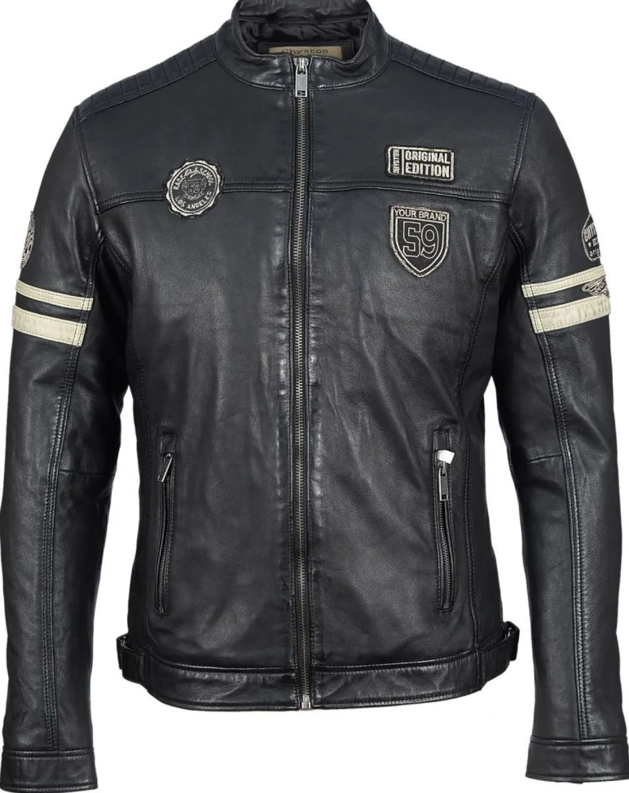 Veste en Cuir Bakary noire-Chyston