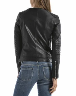 Veste en cuir Bandama noire-Blue Wellford New