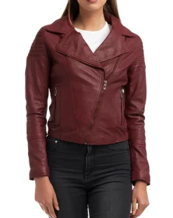 Veste en Cuir Barbara bordeaux-Chyston New