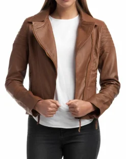 Veste en Cuir Barbara cognac-Chyston Clearance