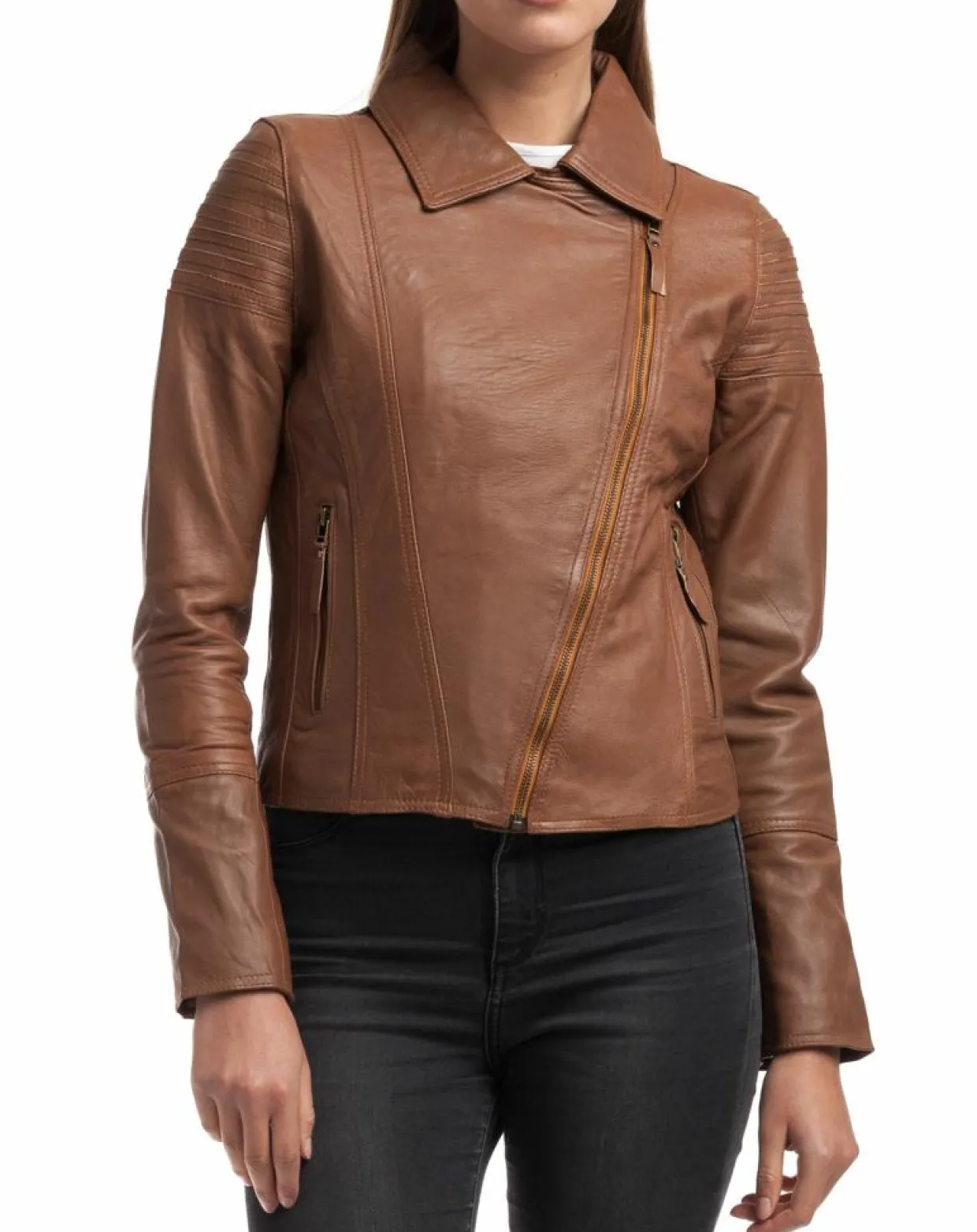 Veste en Cuir Barbara cognac-Chyston Clearance