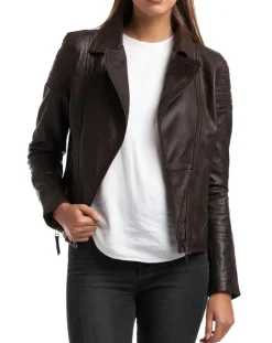 Veste en Cuir Barbara marron-Chyston New