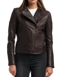 Veste en Cuir Barbara marron-Chyston New