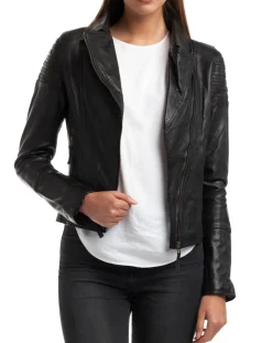 Veste en Cuir Barbara noire-Chyston Best