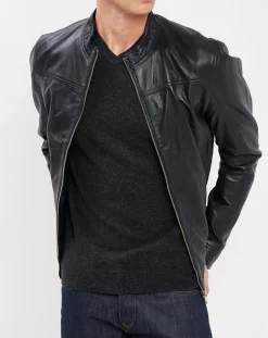 Homme Blue Wellford Vestes, Blousons^Veste en Cuir Bayon marine