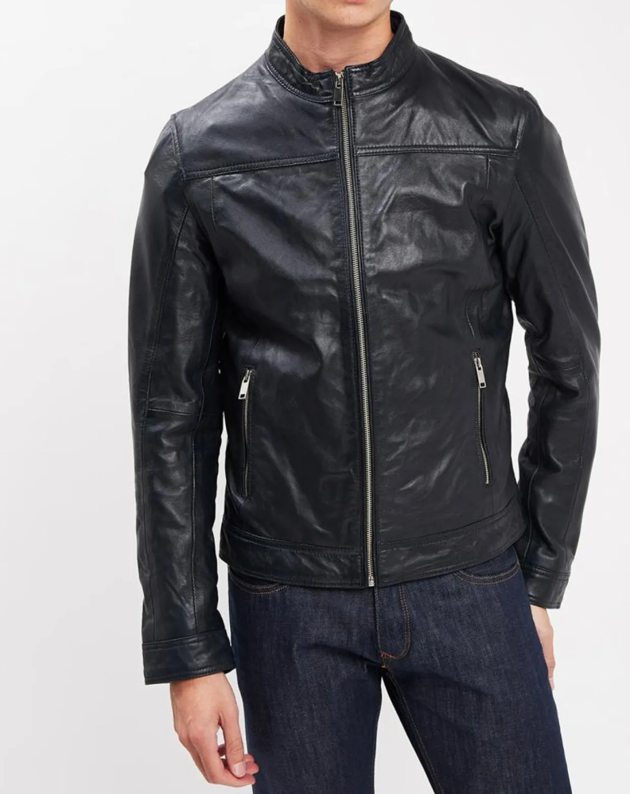 Homme Blue Wellford Vestes, Blousons^Veste en Cuir Bayon marine