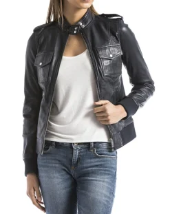 Femme Blue Wellford Vestes, Blousons^Veste en Cuir Belaya marine