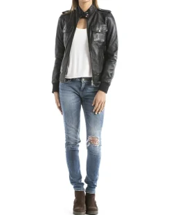 Femme Blue Wellford Vestes, Blousons^Veste en Cuir Belaya noire