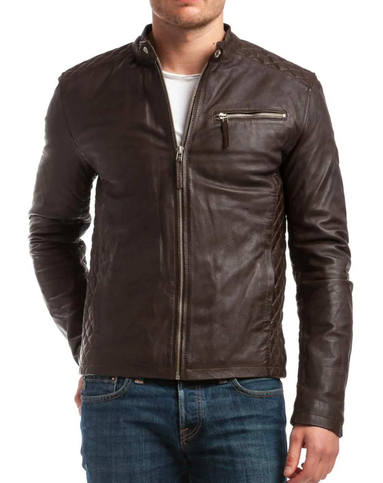 Homme Chyston Vestes, Blousons^Veste en Cuir Ben marron