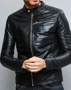 Veste en Cuir Ben noire-Chyston Hot