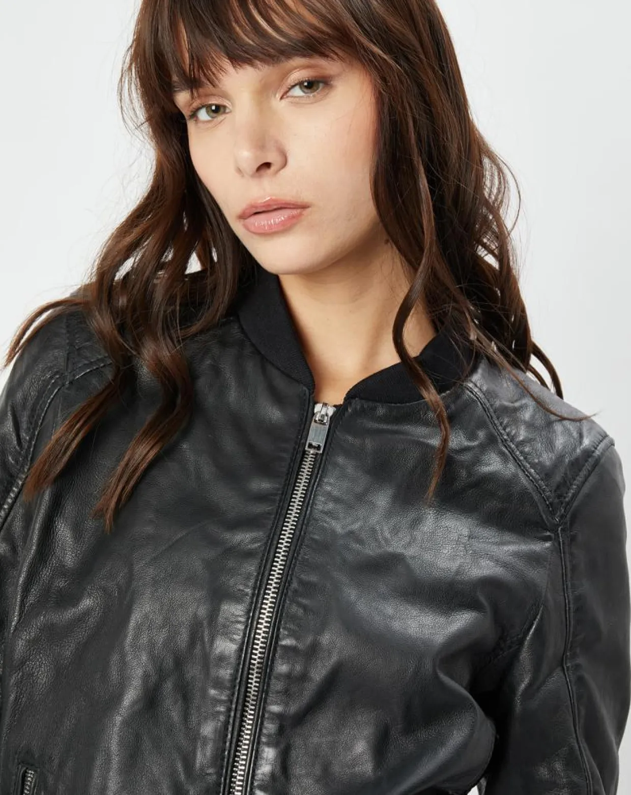 Veste en Cuir Benoue noire-Blue Wellford Hot