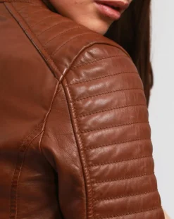 Femme Blue Wellford Vestes, Blousons^Veste en Cuir Betty cognac