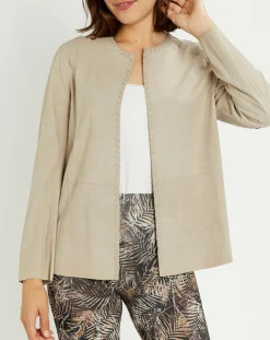 Veste en Cuir Birdy sable-Lauren Vidal New