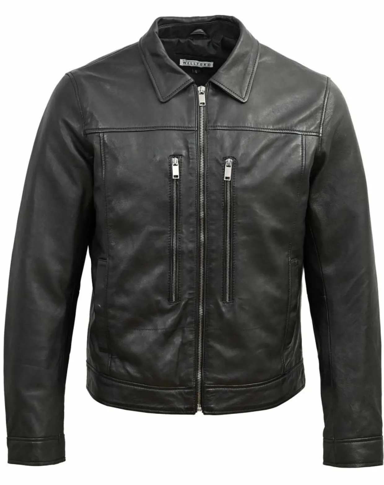 Veste en Cuir Bittum noire-Blue Wellford Hot