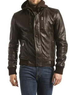 Homme Blue Wellford Vestes, Blousons^Veste en Cuir Brezon marron