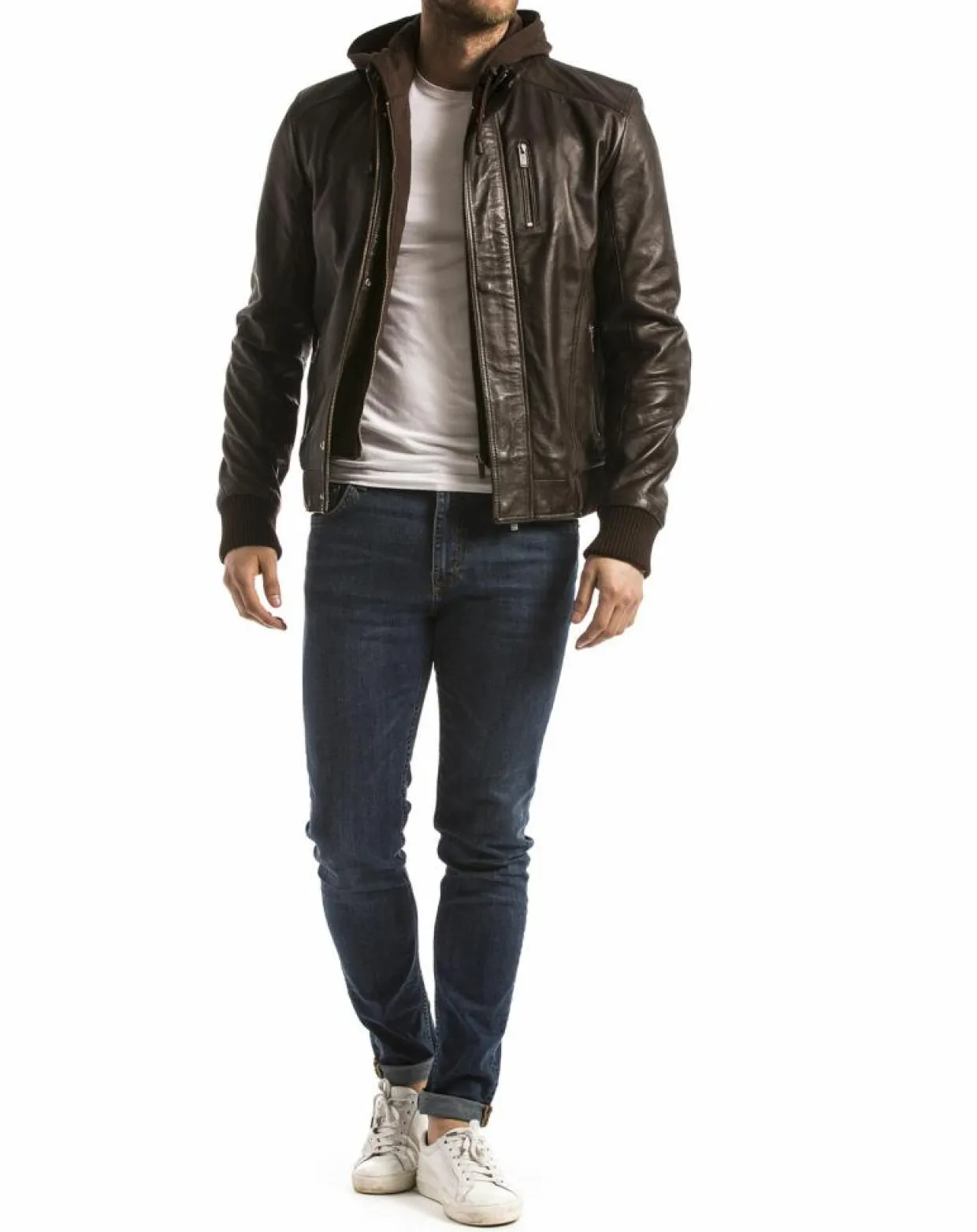 Homme Blue Wellford Vestes, Blousons^Veste en Cuir Brezon marron