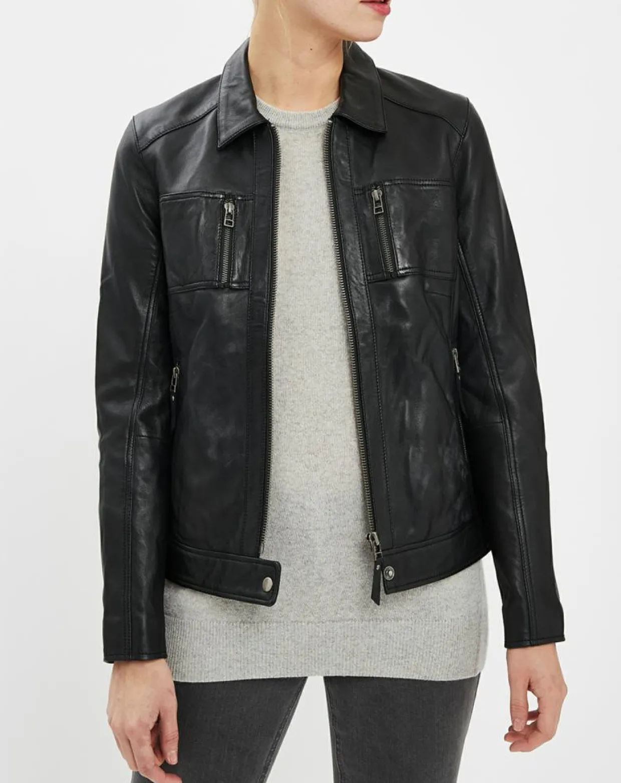 Femme Chyston Vestes, Blousons^Veste en Cuir Brigitte noire
