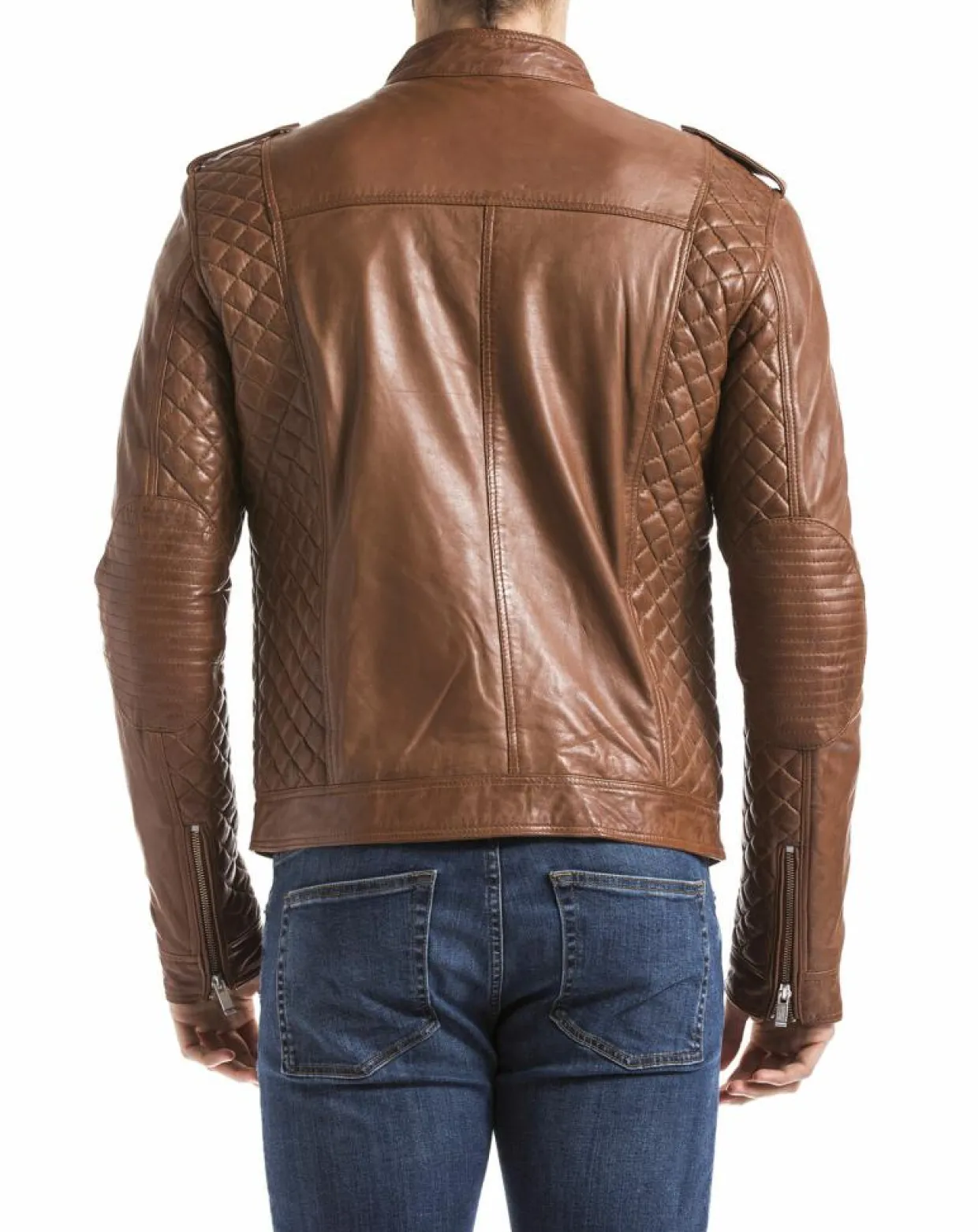 Homme Blue Wellford Vestes, Blousons^Veste en Cuir Brisbane cognac