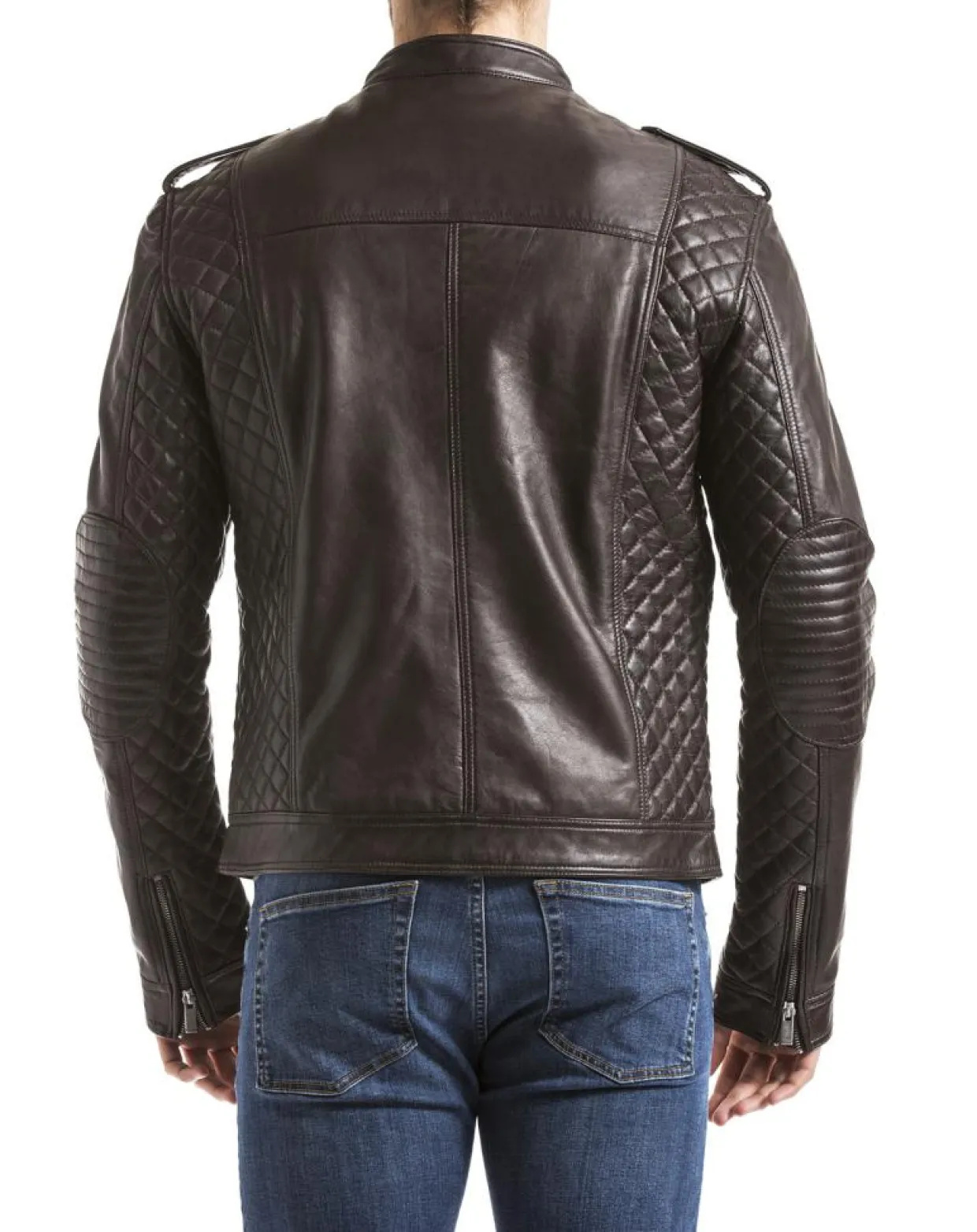 Homme Blue Wellford Vestes, Blousons^Veste en Cuir Brisbane marron