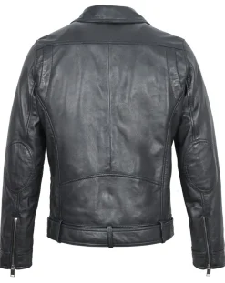 Veste en Cuir Buenos noire-Blue Wellford Online