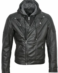 Homme Essentiel Cuir Vestes, Blousons^Veste en Cuir Bull noire