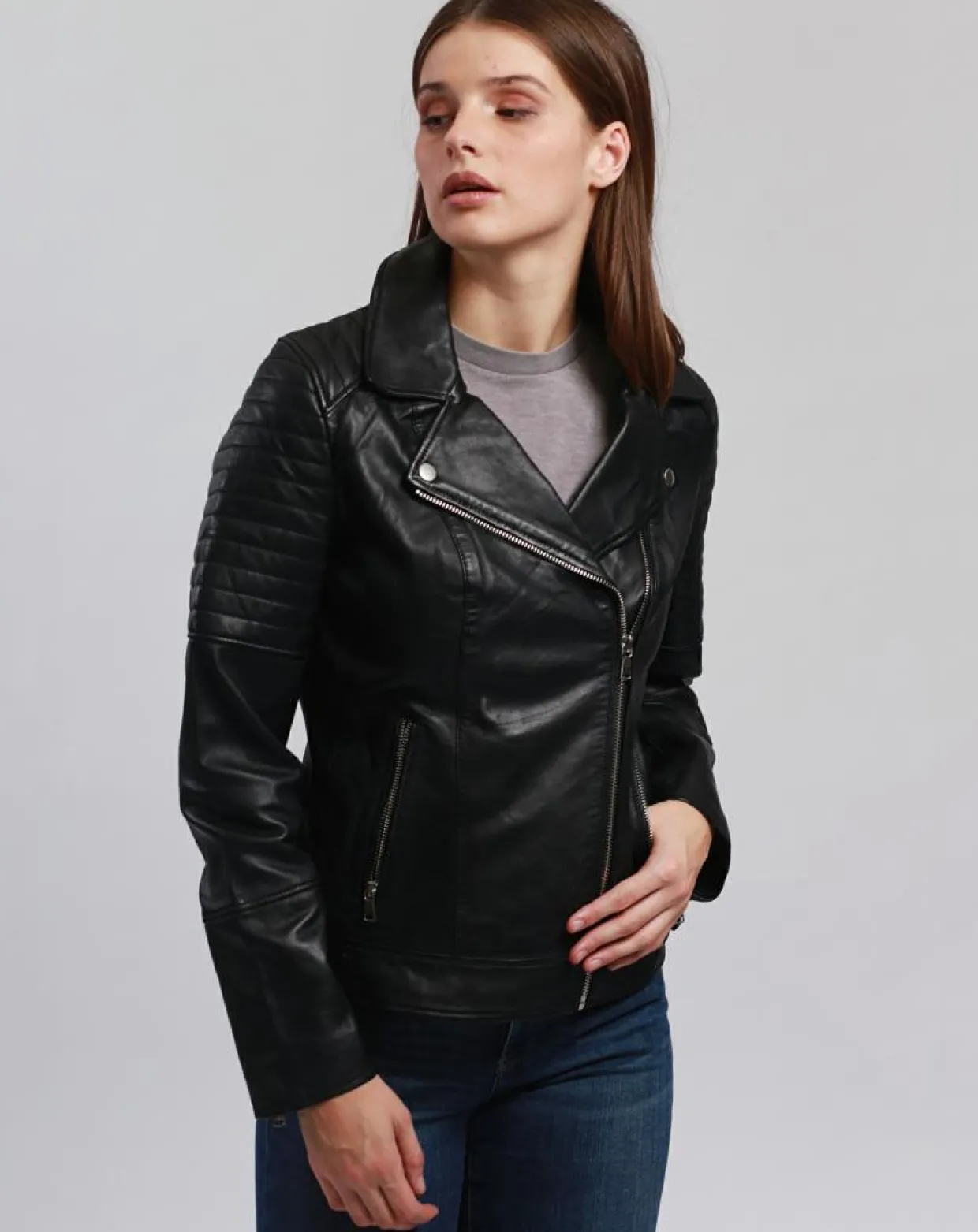 Femme Blue Wellford Vestes, Blousons^Veste en Cuir Cally noire