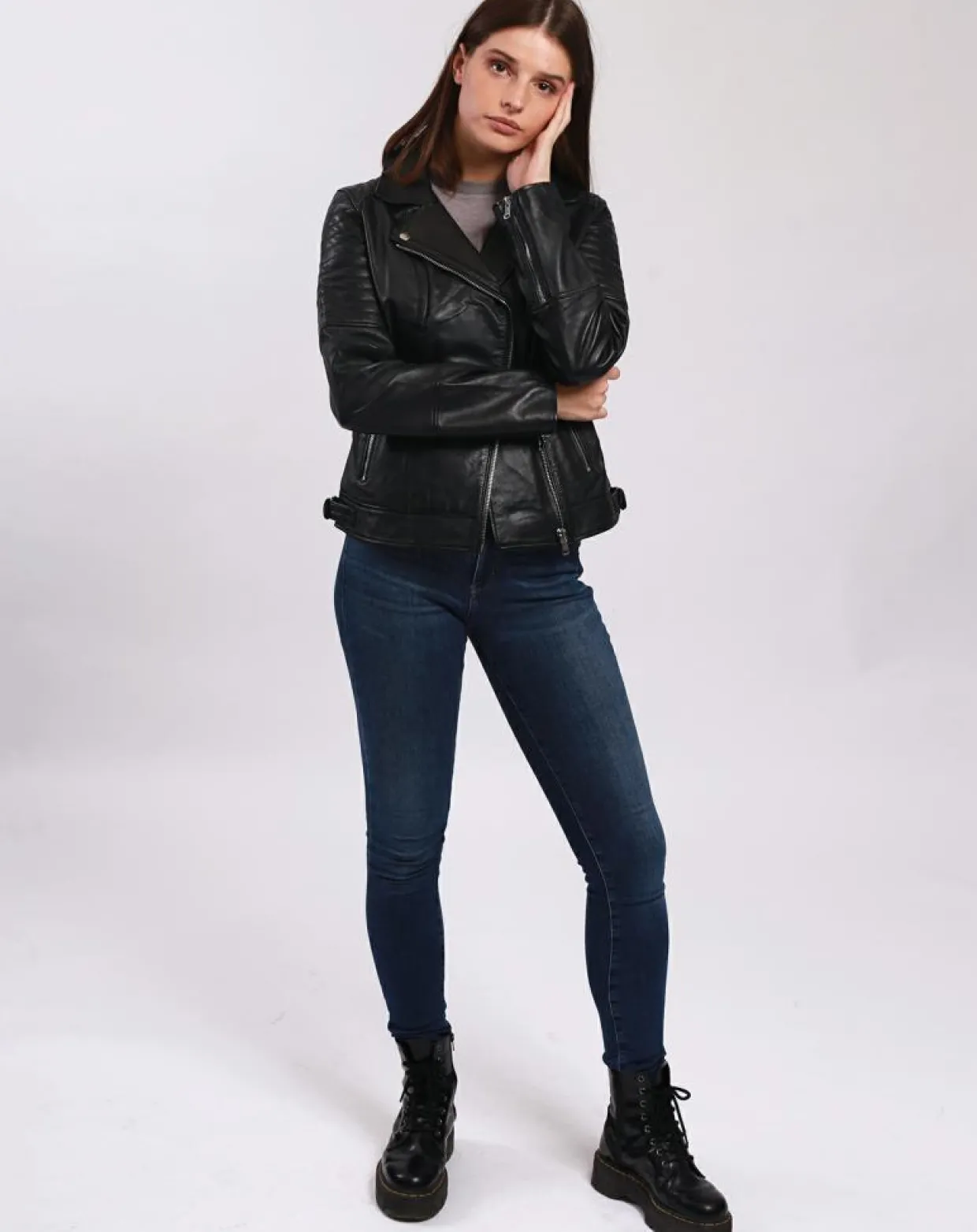 Femme Blue Wellford Vestes, Blousons^Veste en Cuir Cally noire