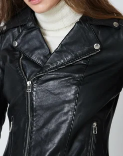 Femme Blue Wellford Vestes, Blousons^Veste en Cuir Carmen noire