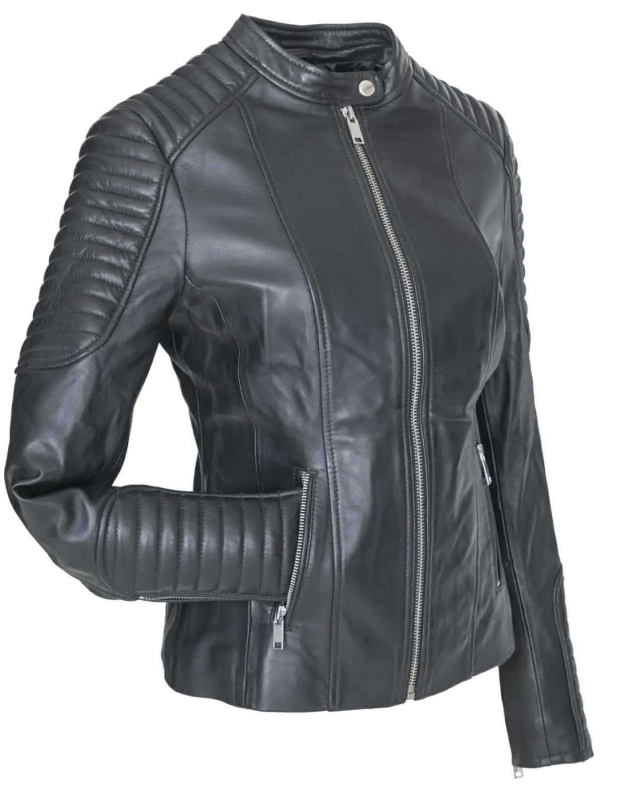 Femme Blue Wellford Vestes, Blousons^Veste en Cuir Caterina noire