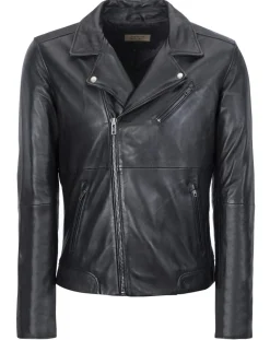 Veste en Cuir Caïus noire-Chyston Outlet