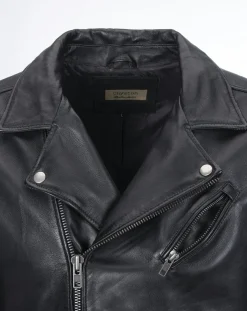 Veste en Cuir Caïus noire-Chyston Outlet