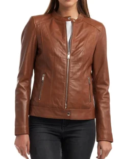 Femme Chyston Vestes, Blousons^Veste en Cuir Celeste cognac