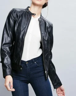 Femme Chyston Vestes, Blousons^Veste en Cuir Celeste noire