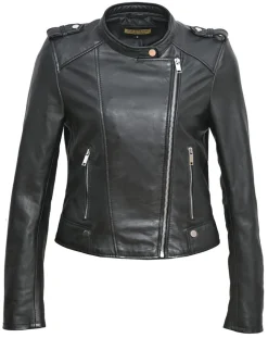 Femme Blue Wellford Vestes, Blousons^Veste en Cuir Chaya noire