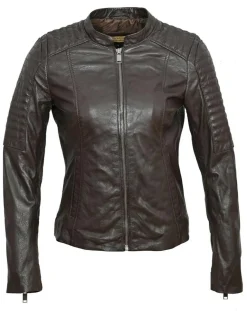 Veste en Cuir Cheyenne marron-Chyston Clearance
