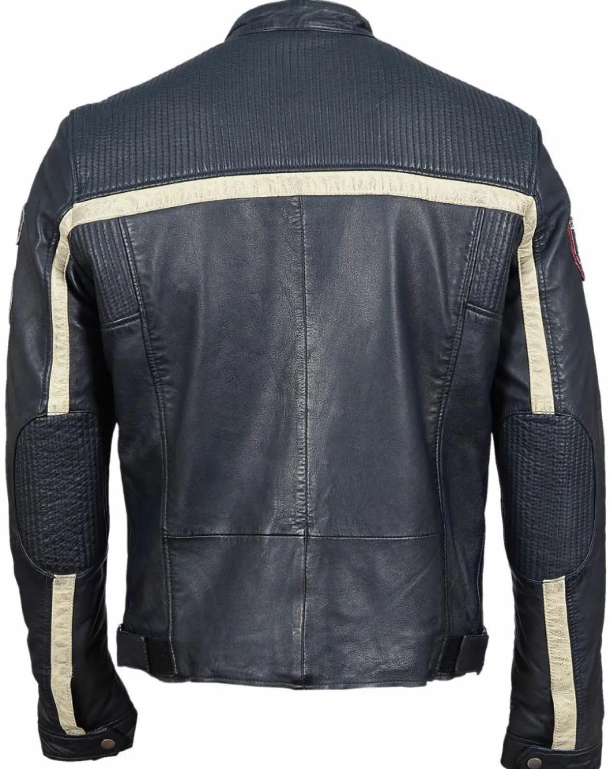 Veste en Cuir Christo bleu marine-Chyston New