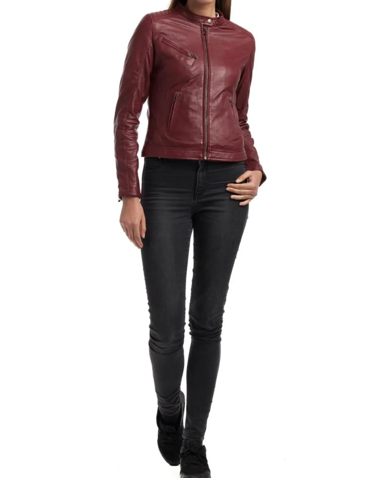 Femme Chyston Vestes, Blousons^Veste en Cuir Cindy bordeaux