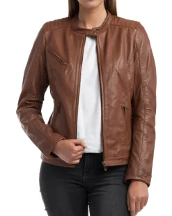 Femme Chyston Vestes, Blousons^Veste en Cuir Cindy cognac