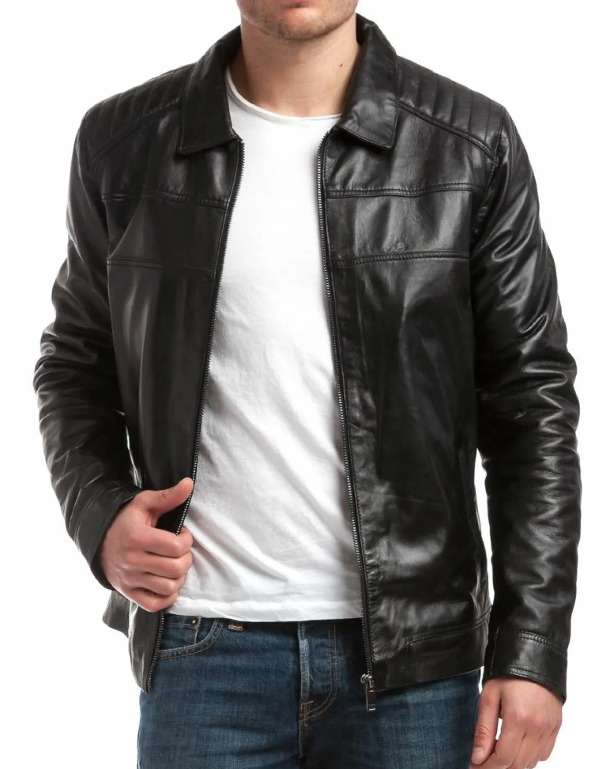 Veste en Cuir Citadin noire-Chyston