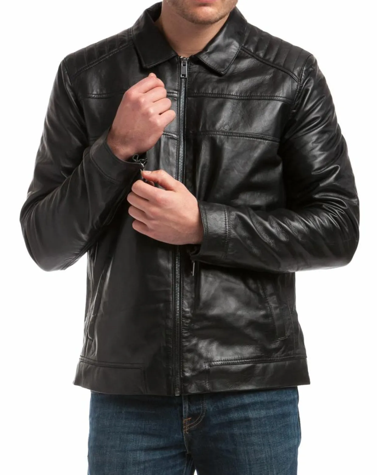 Veste en Cuir Citadin noire-Chyston