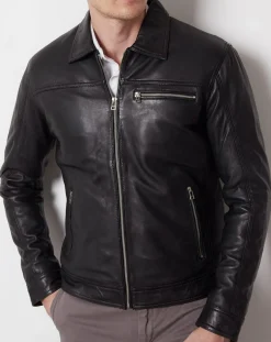 Veste en Cuir Clément noire-Blue Wellford Best